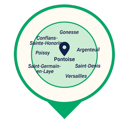 Zone d'intervention 40km autour de Pontoise