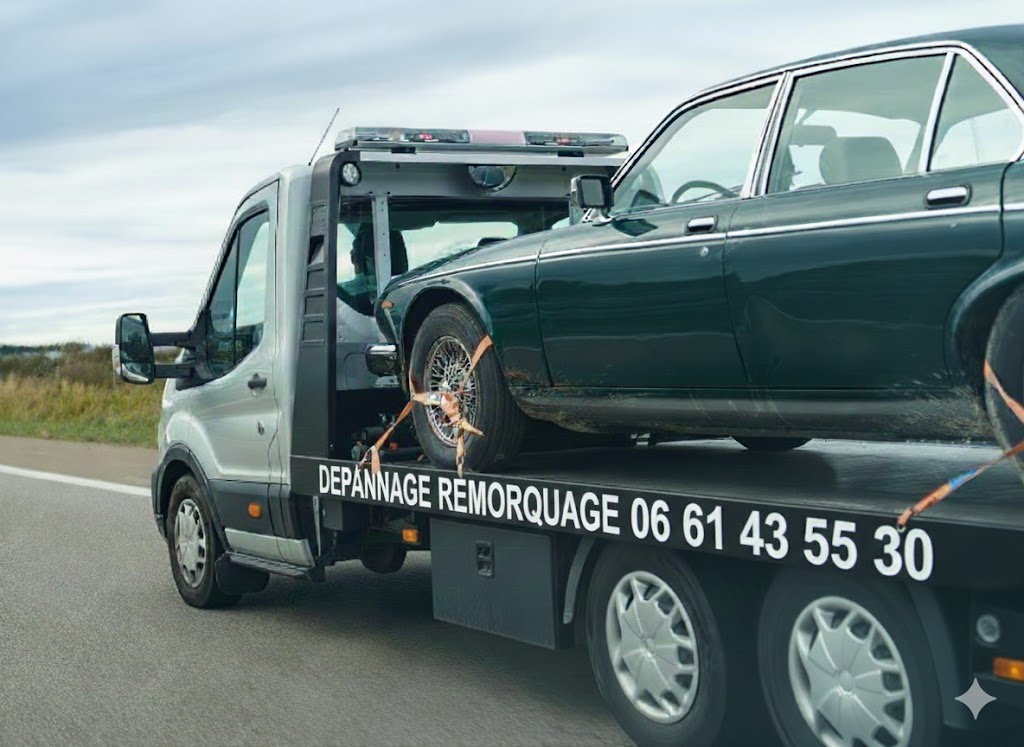 Dépanneuse qui remoque une voiture